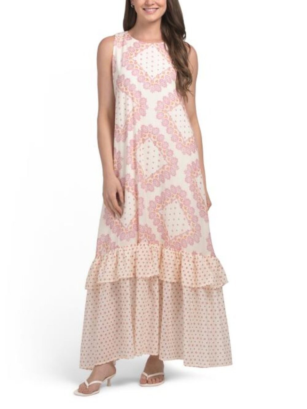 MAGARI Made In Italy Sleeveless Tiered Maxi Dress